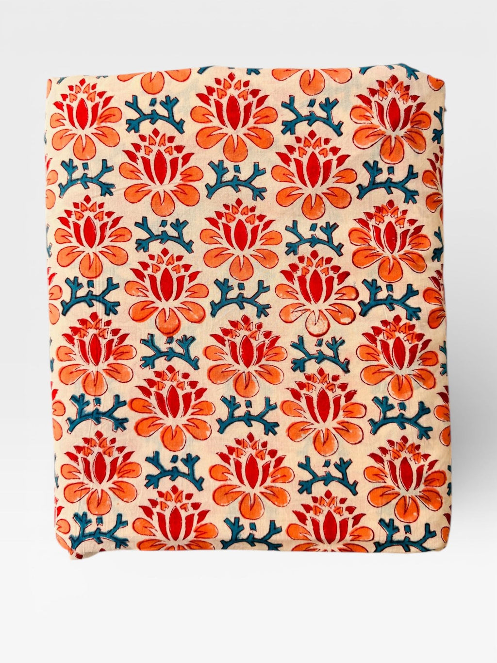 Hand Block Print Cotton Running Fabric, Natural Dye Fabric by the Yard, Handmade Indian Textile, Sewing Craft Fabric
