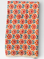 Hand Block Print Cotton Running Fabric, Natural Dye Fabric by the Yard, Handmade Indian Textile, Sewing Craft Fabric