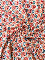 Hand Block Print Cotton Running Fabric, Natural Dye Fabric by the Yard, Handmade Indian Textile, Sewing Craft Fabric