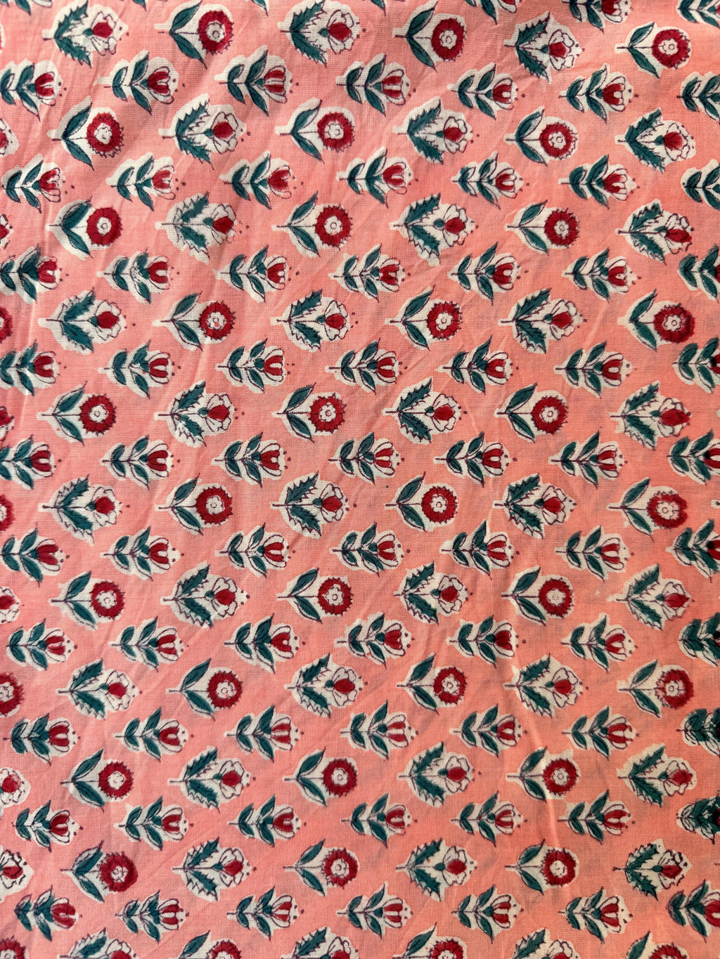 Hand Block Print Cotton Running Fabric, Natural Dye Fabric by the Yard, Handmade Indian Textile, Sewing Craft Fabric