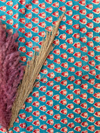Hand Block Print Cotton Running Fabric, Natural Dye Fabric by the Yard, Handmade Indian Textile, Sewing Craft Fabric
