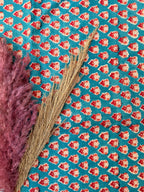 Hand Block Print Cotton Running Fabric, Natural Dye Fabric by the Yard, Handmade Indian Textile, Sewing Craft Fabric