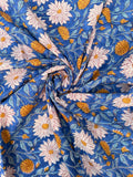 Hand Block Print Cotton Running Fabric, Natural Dye Fabric by the Yard, Handmade Indian Textile, Sewing Craft Fabric