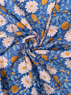 Hand Block Print Cotton Running Fabric, Natural Dye Fabric by the Yard, Handmade Indian Textile, Sewing Craft Fabric