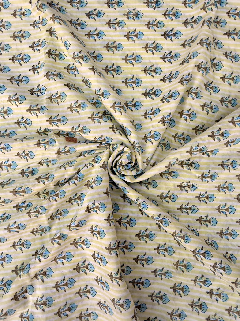 Hand Block Print Cotton Running Fabric, Natural Dye Fabric by the Yard, Handmade Indian Textile, Sewing Craft Fabric