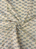 Hand Block Print Cotton Running Fabric, Natural Dye Fabric by the Yard, Handmade Indian Textile, Sewing Craft Fabric