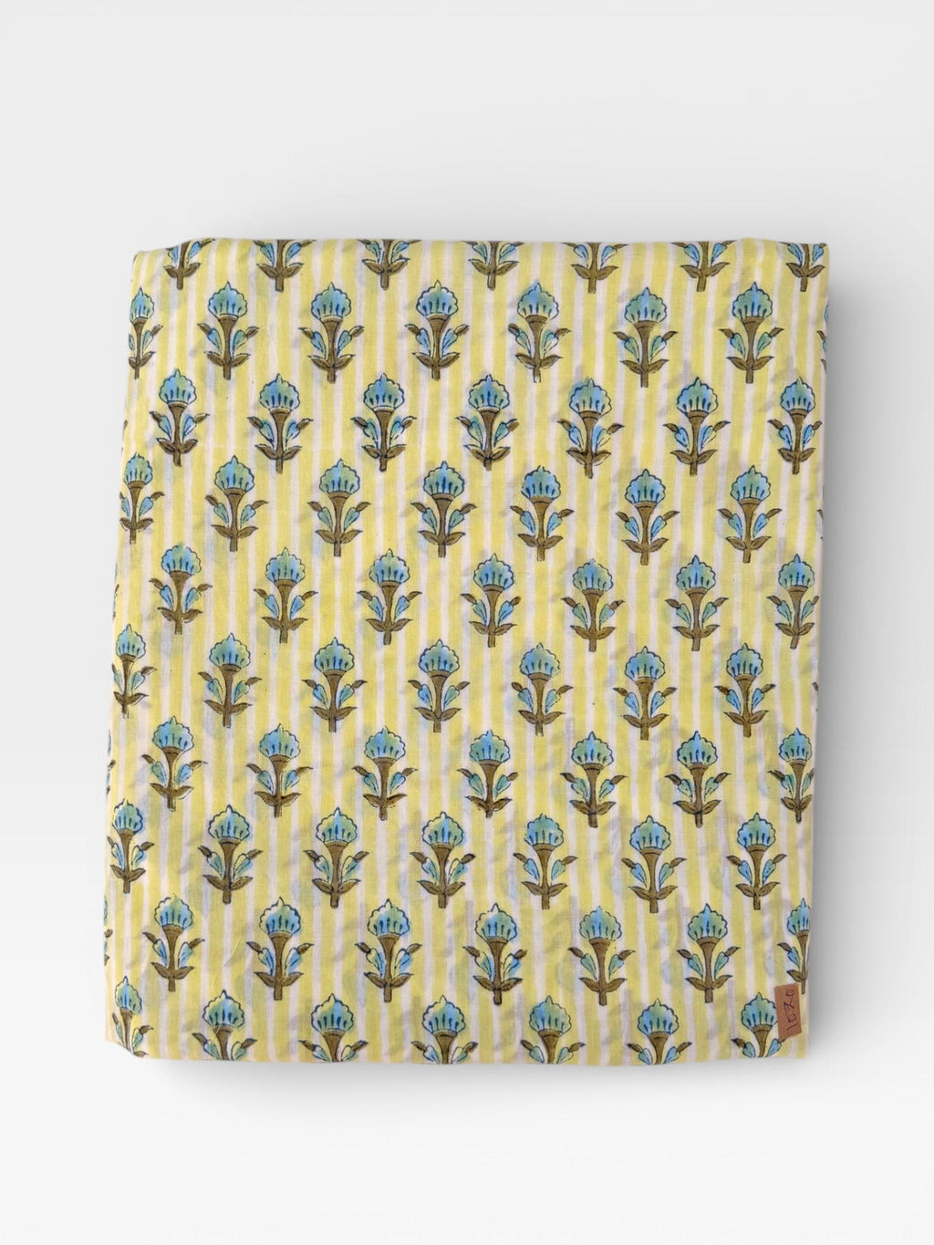 Hand Block Print Cotton Running Fabric, Natural Dye Fabric by the Yard, Handmade Indian Textile, Sewing Craft Fabric