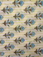 Hand Block Print Cotton Running Fabric, Natural Dye Fabric by the Yard, Handmade Indian Textile, Sewing Craft Fabric