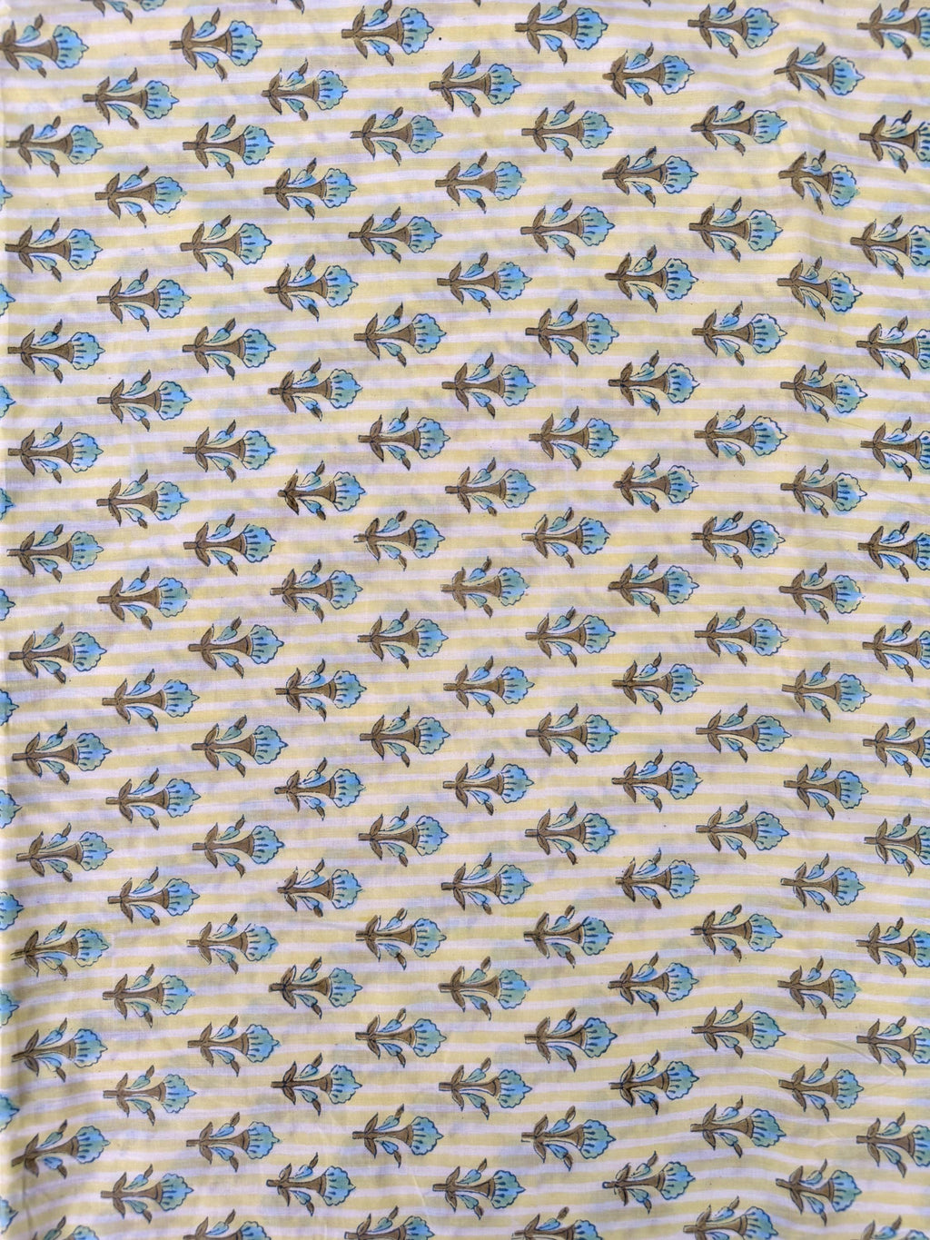 Hand Block Print Cotton Running Fabric, Natural Dye Fabric by the Yard, Handmade Indian Textile, Sewing Craft Fabric