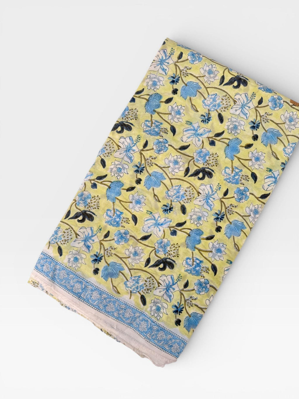 Hand Block Print Cotton Running Fabric, Natural Dye Fabric by the Yard, Handmade Indian Textile, Sewing Craft Fabric