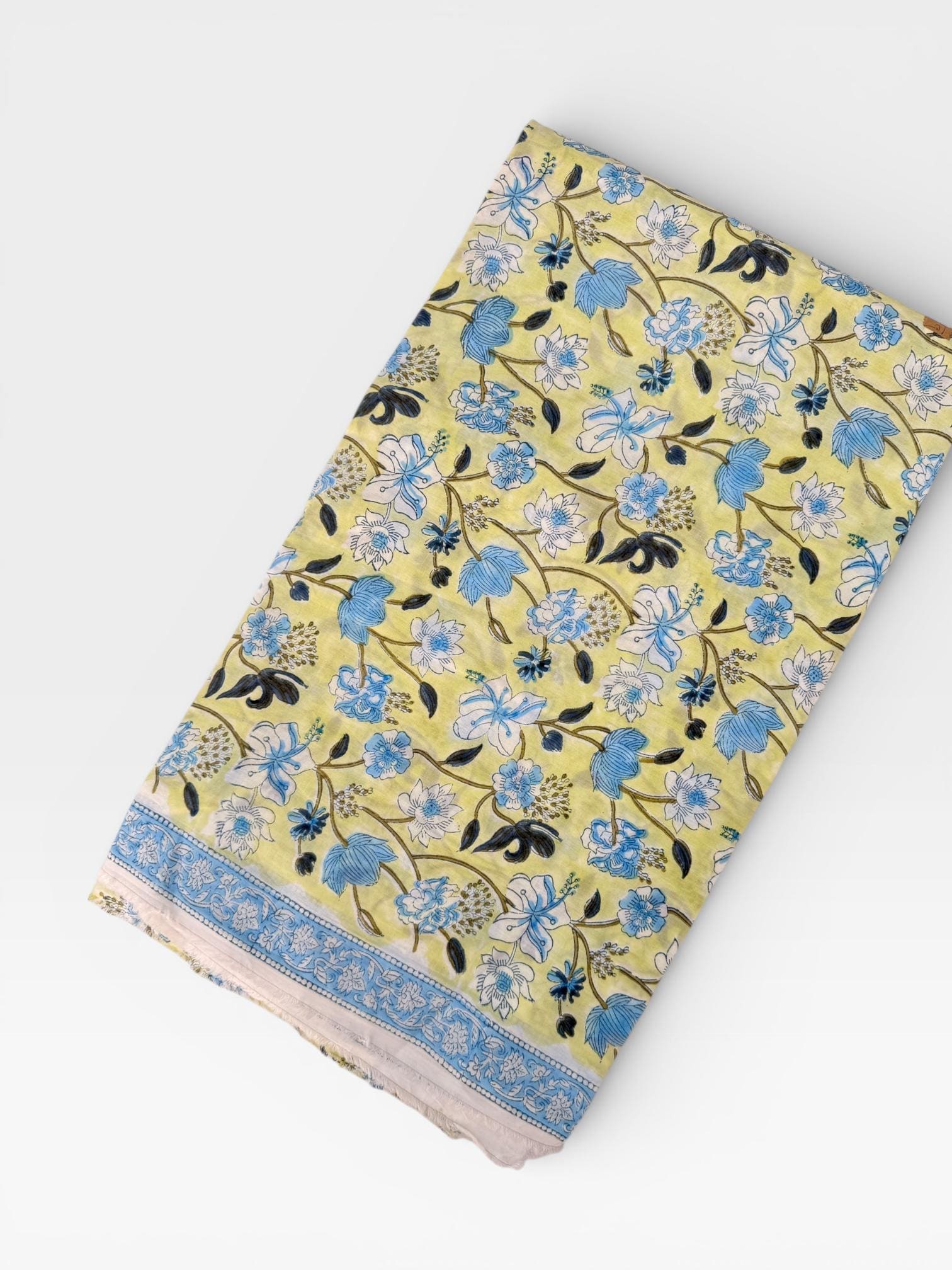 Hand Block Print Cotton Running Fabric, Natural Dye Fabric by the Yard, Handmade Indian Textile, Sewing Craft Fabric