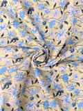Hand Block Print Cotton Running Fabric, Natural Dye Fabric by the Yard, Handmade Indian Textile, Sewing Craft Fabric