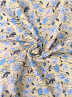 Hand Block Print Cotton Running Fabric, Natural Dye Fabric by the Yard, Handmade Indian Textile, Sewing Craft Fabric
