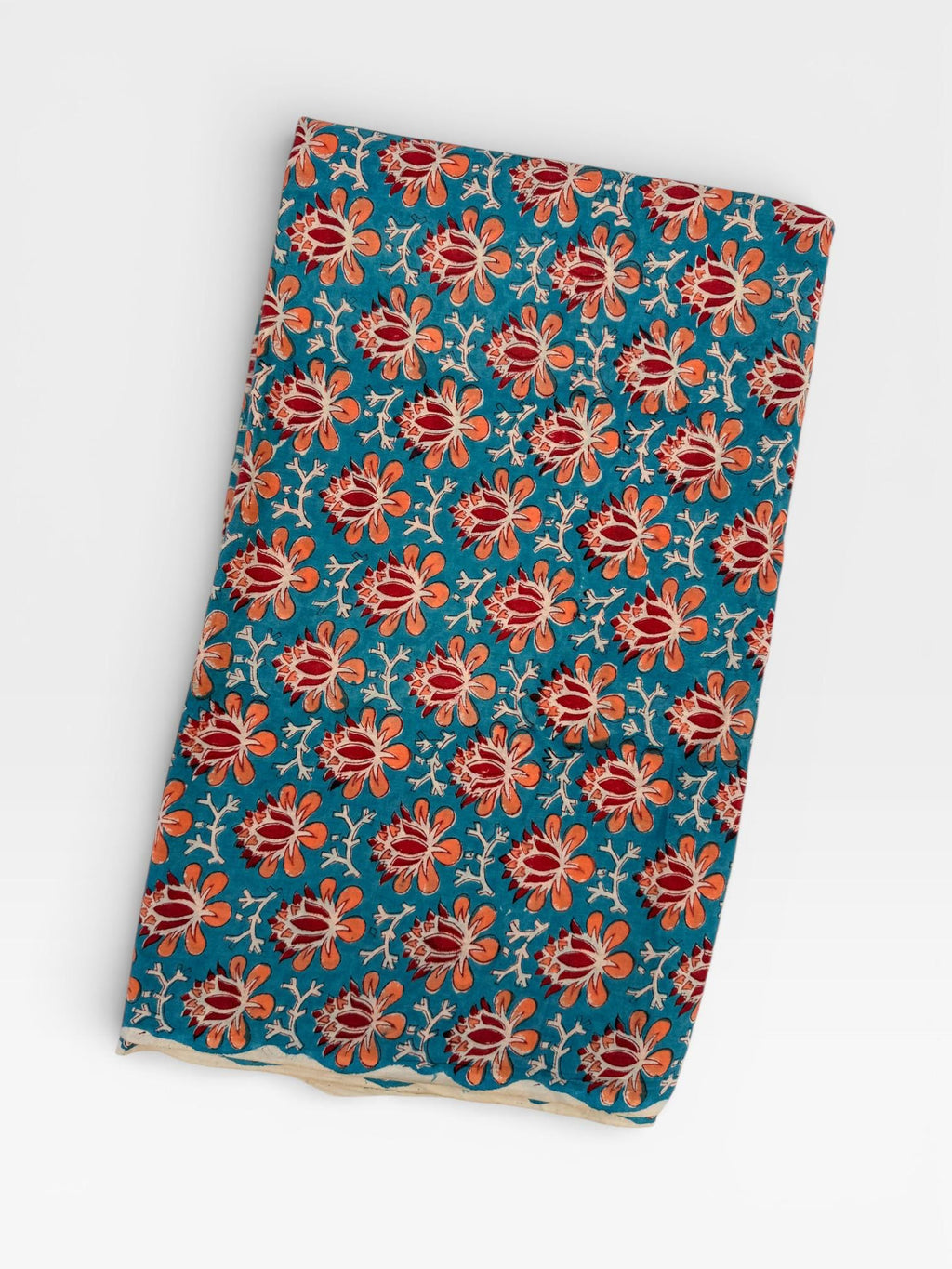 Hand Block Print Cotton Running Fabric, Natural Dye Fabric by the Yard, Handmade Indian Textile, Sewing Craft Fabric