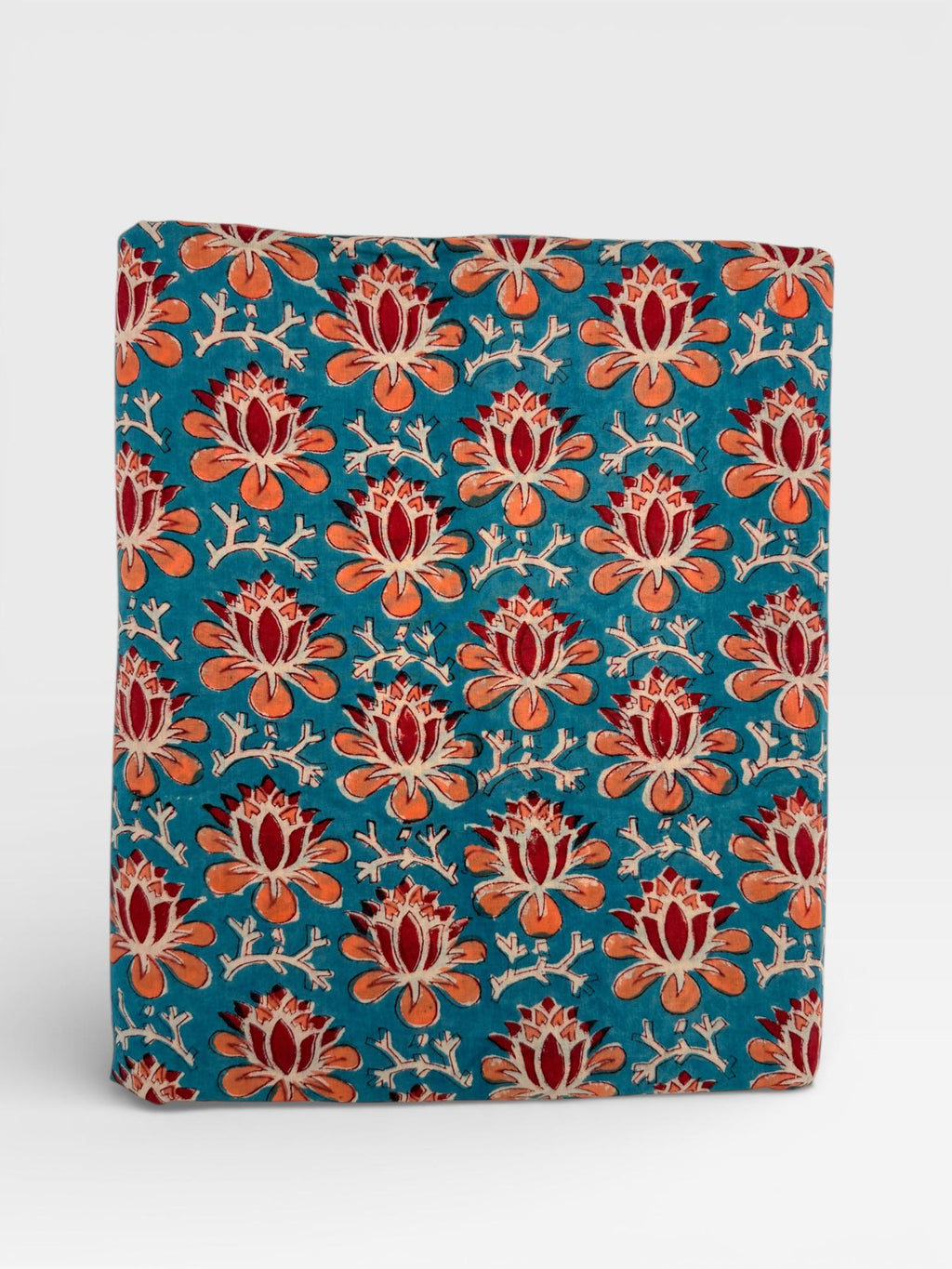 Hand Block Print Cotton Running Fabric, Natural Dye Fabric by the Yard, Handmade Indian Textile, Sewing Craft Fabric