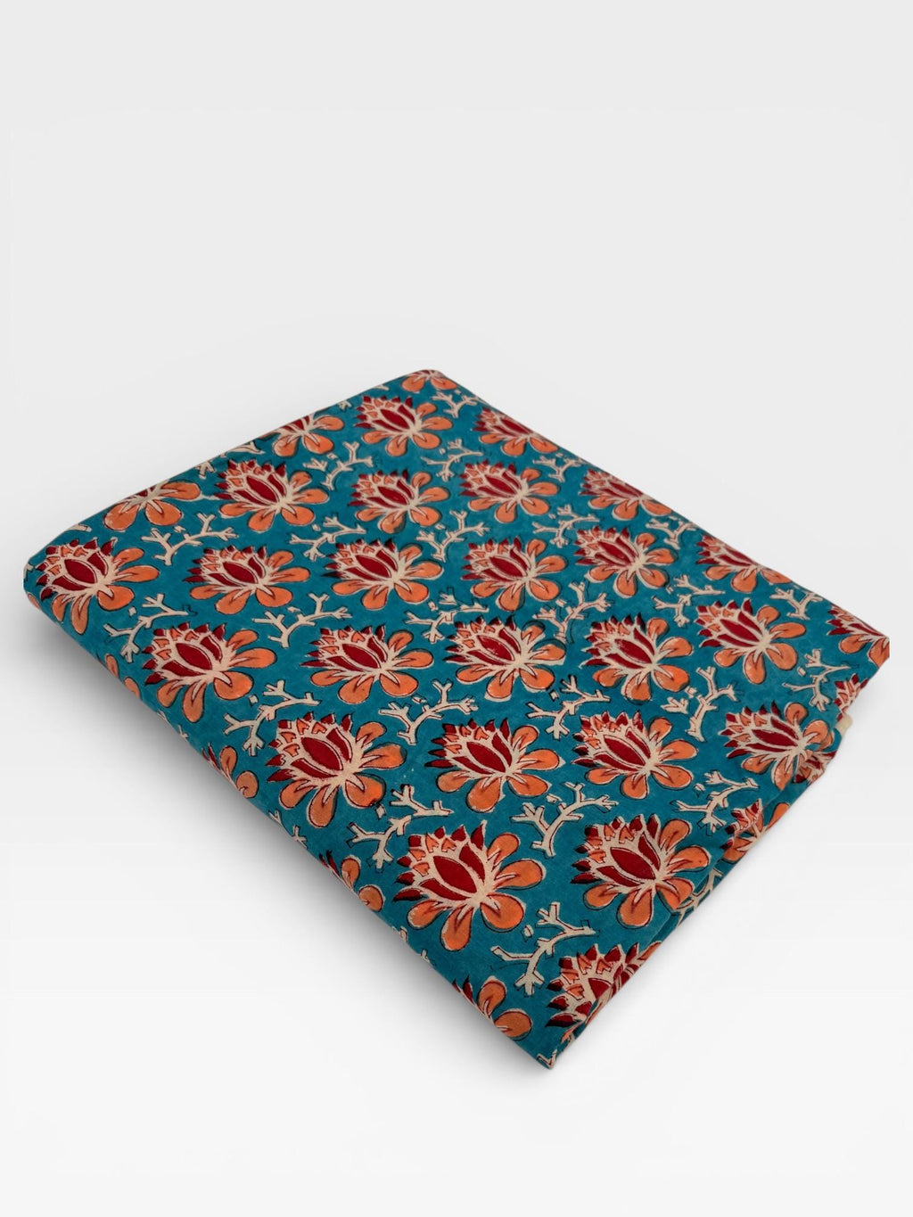 Hand Block Print Cotton Running Fabric, Natural Dye Fabric by the Yard, Handmade Indian Textile, Sewing Craft Fabric