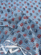 Hand Block Print Cotton Running Fabric, Natural Dye Fabric by the Yard, Handmade Indian Textile, Sewing Craft Fabric