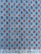 Hand Block Print Cotton Running Fabric, Natural Dye Fabric by the Yard, Handmade Indian Textile, Sewing Craft Fabric