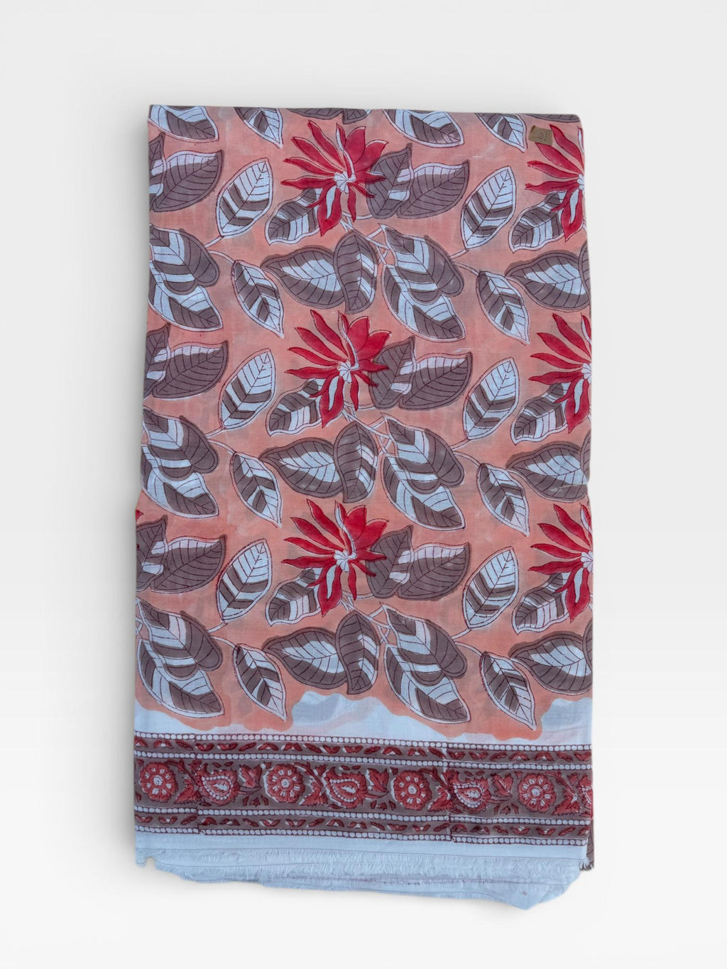 Hand Block Print Cotton Running Fabric, Natural Dye Fabric by the Yard, Handmade Indian Textile, Sewing Craft Fabric