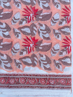 Hand Block Print Cotton Running Fabric, Natural Dye Fabric by the Yard, Handmade Indian Textile, Sewing Craft Fabric