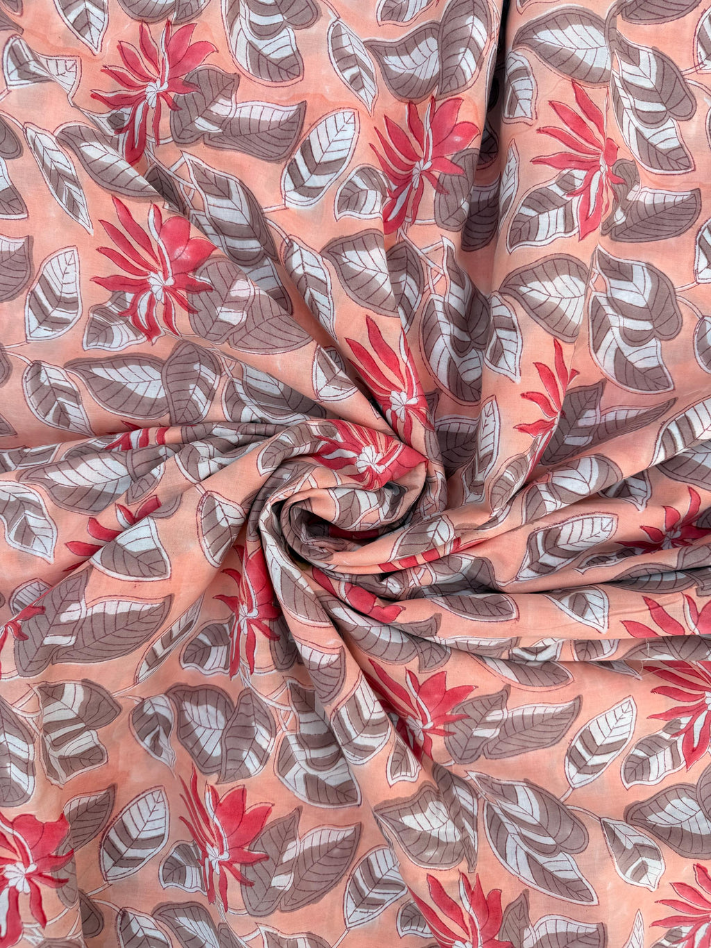 Hand Block Print Cotton Running Fabric, Natural Dye Fabric by the Yard, Handmade Indian Textile, Sewing Craft Fabric