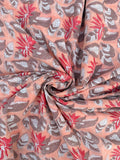 Hand Block Print Cotton Running Fabric, Natural Dye Fabric by the Yard, Handmade Indian Textile, Sewing Craft Fabric