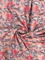 Hand Block Print Cotton Running Fabric, Natural Dye Fabric by the Yard, Handmade Indian Textile, Sewing Craft Fabric