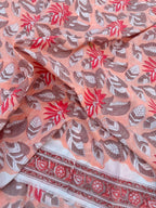 Hand Block Print Cotton Running Fabric, Natural Dye Fabric by the Yard, Handmade Indian Textile, Sewing Craft Fabric