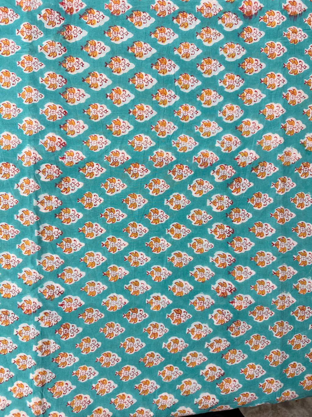 Hand Block Print Cotton Running Fabric, Natural Dye Fabric by the Yard, Handmade Indian Textile, Sewing Craft Fabric