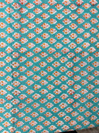 Hand Block Print Cotton Running Fabric, Natural Dye Fabric by the Yard, Handmade Indian Textile, Sewing Craft Fabric