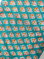 Hand Block Print Cotton Running Fabric, Natural Dye Fabric by the Yard, Handmade Indian Textile, Sewing Craft Fabric