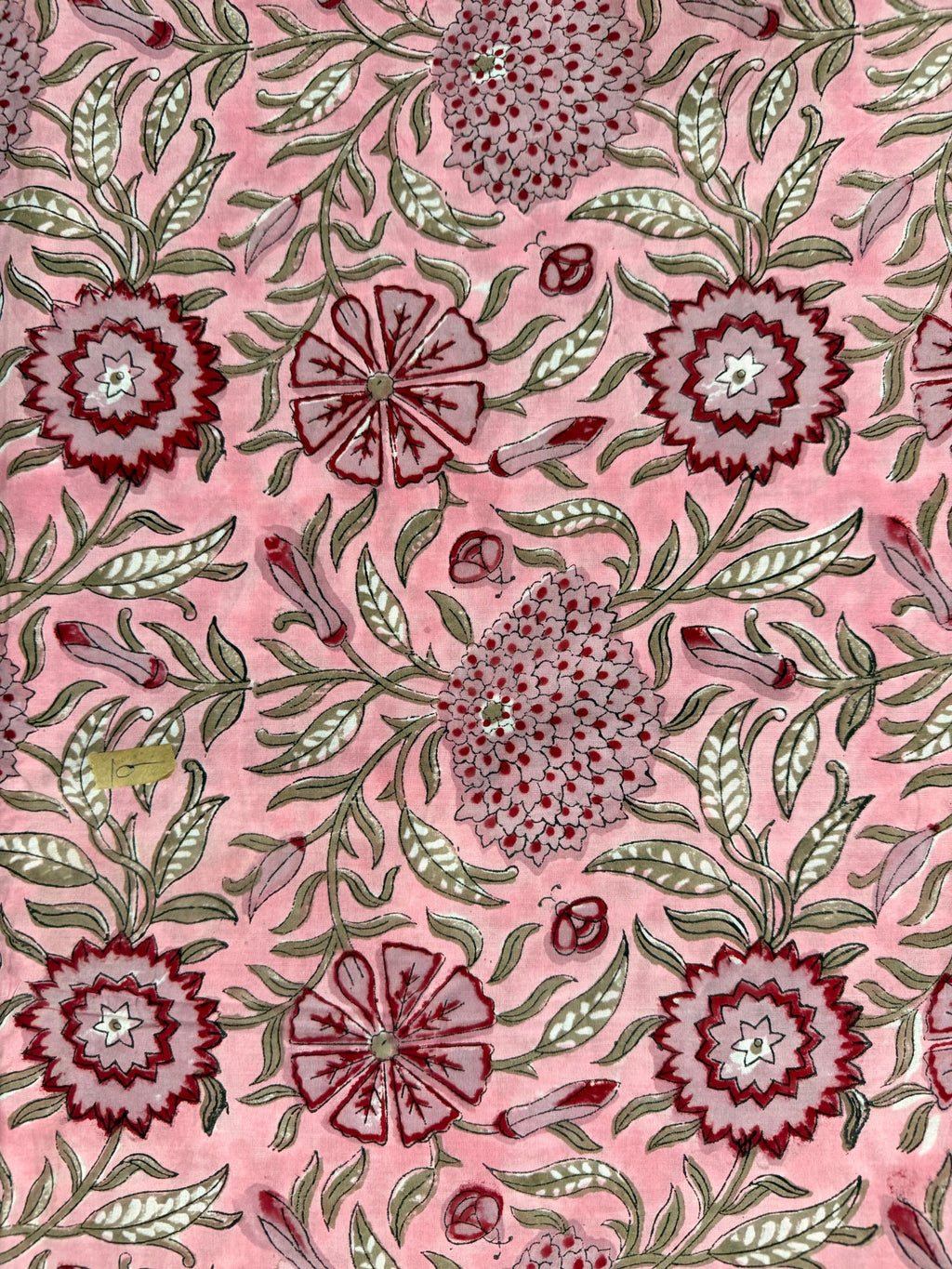 Hand Block Print Cotton Running Fabric, Natural Dye Fabric by the Yard, Handmade Indian Textile, Sewing Craft Fabric