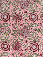 Hand Block Print Cotton Running Fabric, Natural Dye Fabric by the Yard, Handmade Indian Textile, Sewing Craft Fabric