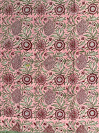 Hand Block Print Cotton Running Fabric, Natural Dye Fabric by the Yard, Handmade Indian Textile, Sewing Craft Fabric
