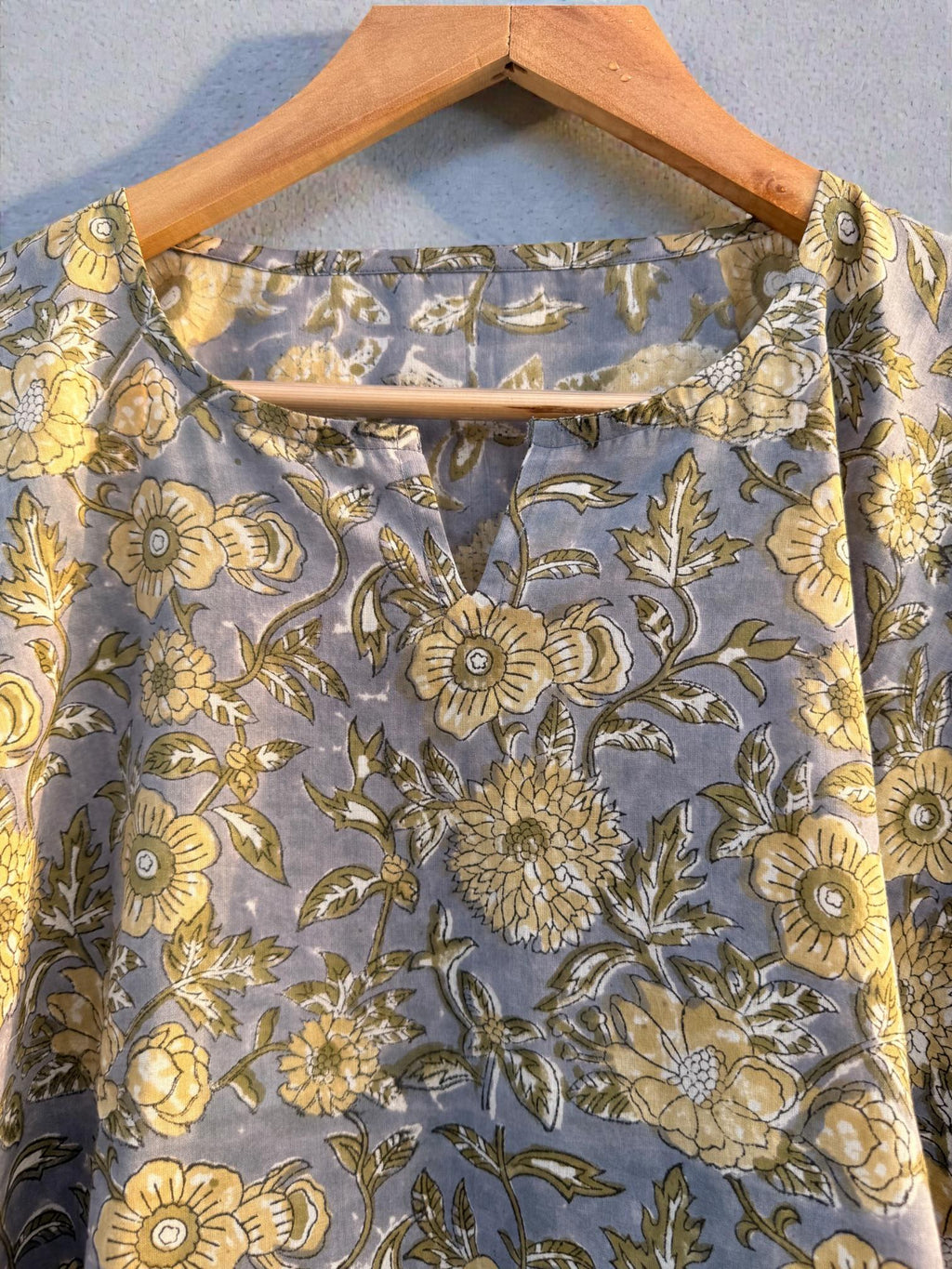 Hand Block Printed Cotton Kaftan – Floral Boho Lounge Top| Boho Summer Kaftan Dress, Relaxed Fit Tunic