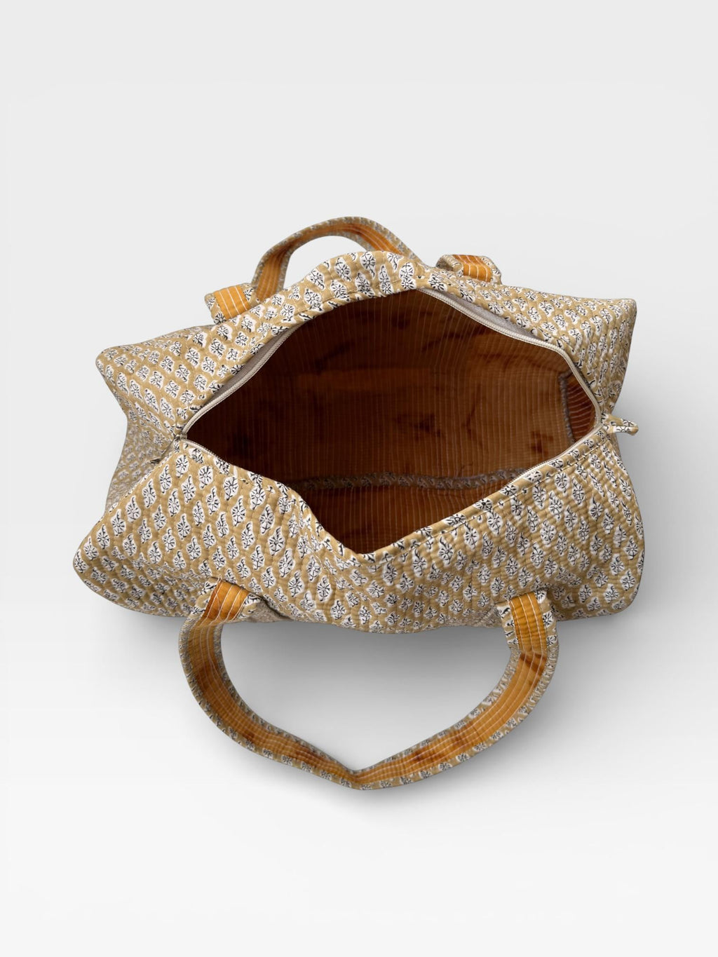 Hand Block Printed Cotton Duffle Bag – Floral Boho Travel Tote