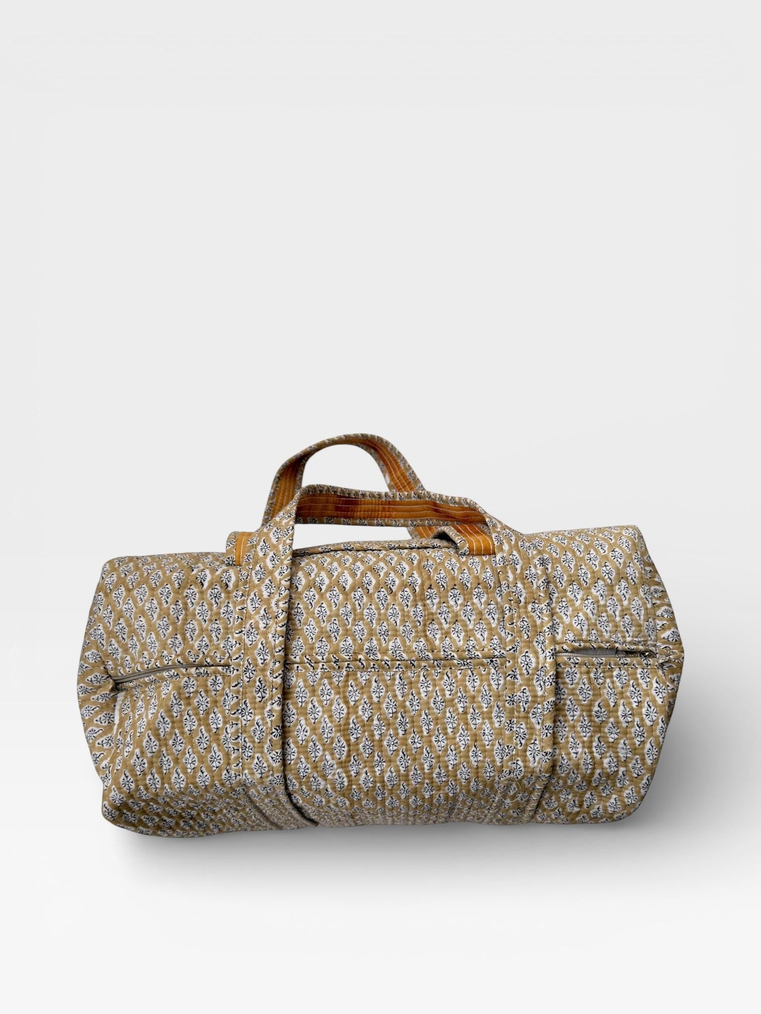 Hand Block Printed Cotton Duffle Bag – Floral Boho Travel Tote