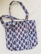 Hand Block Printed Quilted Cotton Tote Bag | Floral Indian Shoulder Bag