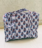 Hand Block Printed Quilted Cotton Tote Bag | Floral Indian Shoulder Bag