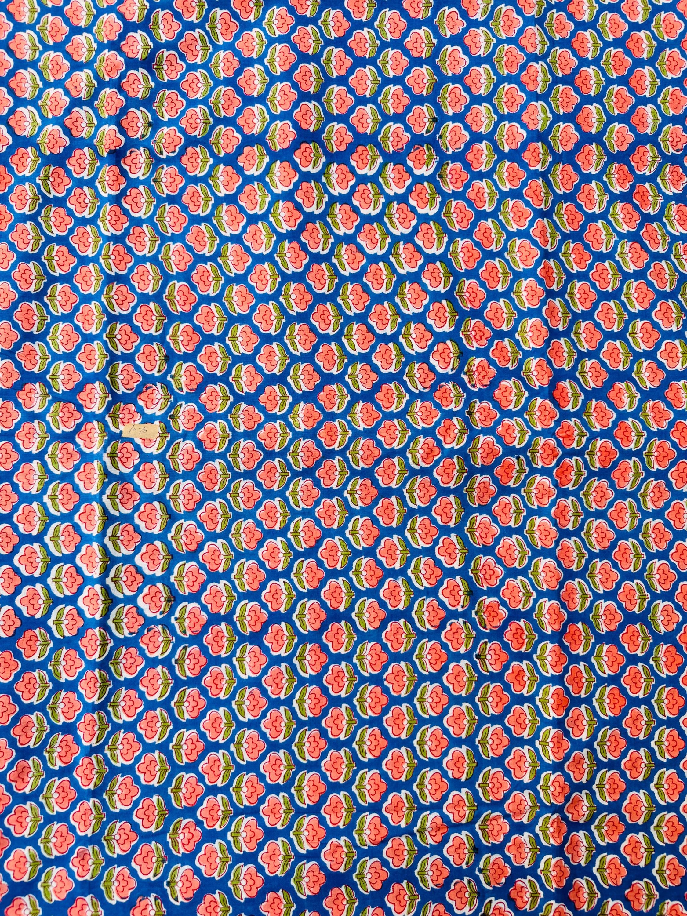 Hand Block Print Cotton Running Fabric, Natural Dye Fabric by the Yard, Handmade Indian Textile, Sewing Craft Fabric
