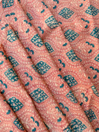 Hand Block Print Cotton Running Fabric, Natural Dye Fabric by the Yard, Handmade Indian Textile, Sewing Craft Fabric