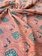 Hand Block Print Cotton Running Fabric, Natural Dye Fabric by the Yard, Handmade Indian Textile, Sewing Craft Fabric