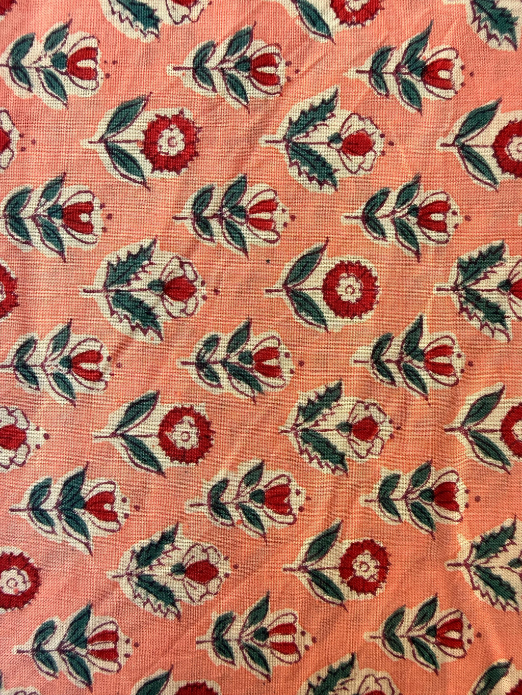 Hand Block Print Cotton Running Fabric, Natural Dye Fabric by the Yard, Handmade Indian Textile, Sewing Craft Fabric