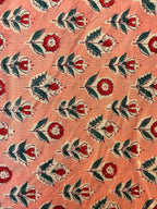 Hand Block Print Cotton Running Fabric, Natural Dye Fabric by the Yard, Handmade Indian Textile, Sewing Craft Fabric