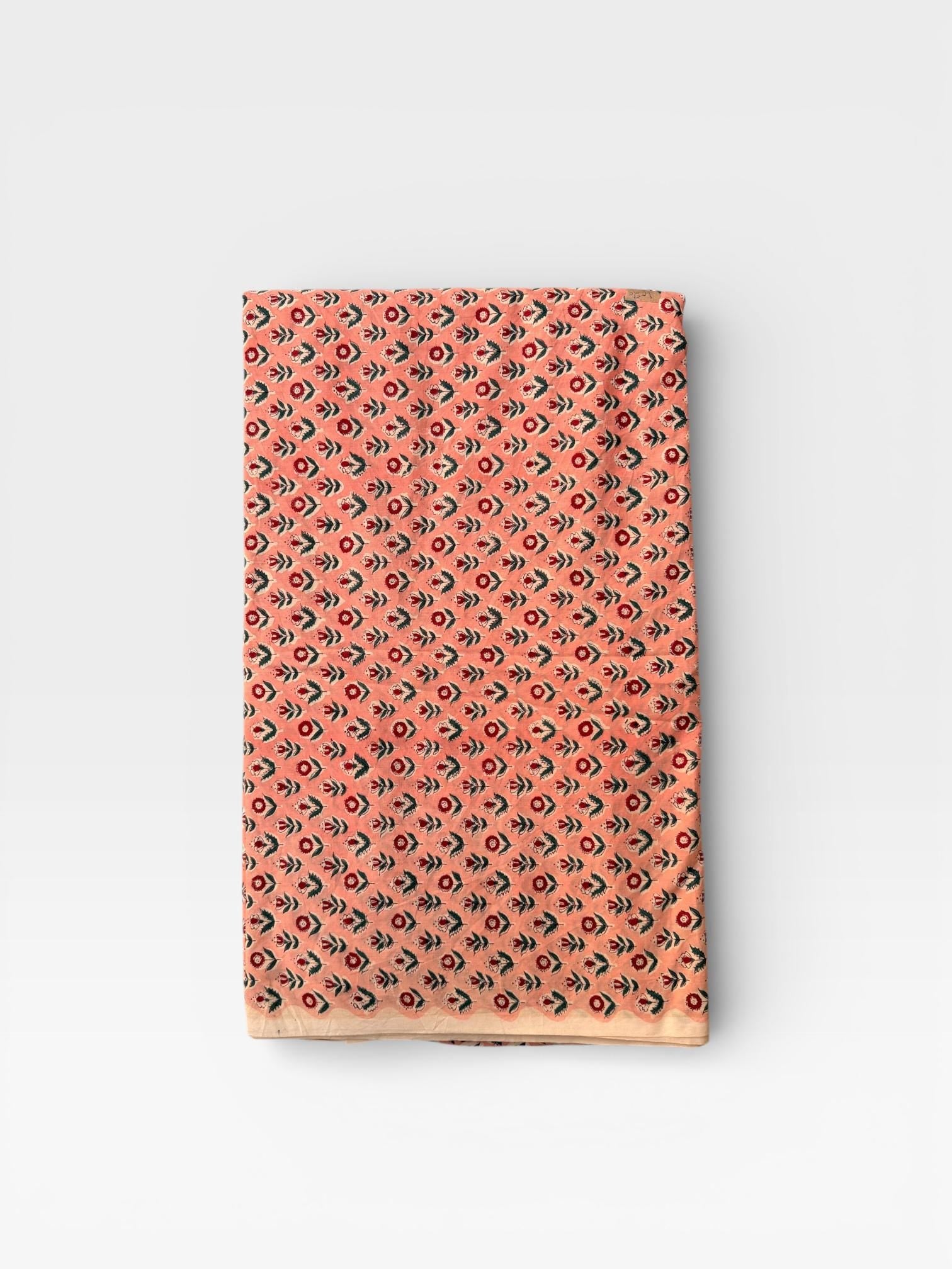 Hand Block Print Cotton Running Fabric, Natural Dye Fabric by the Yard, Handmade Indian Textile, Sewing Craft Fabric