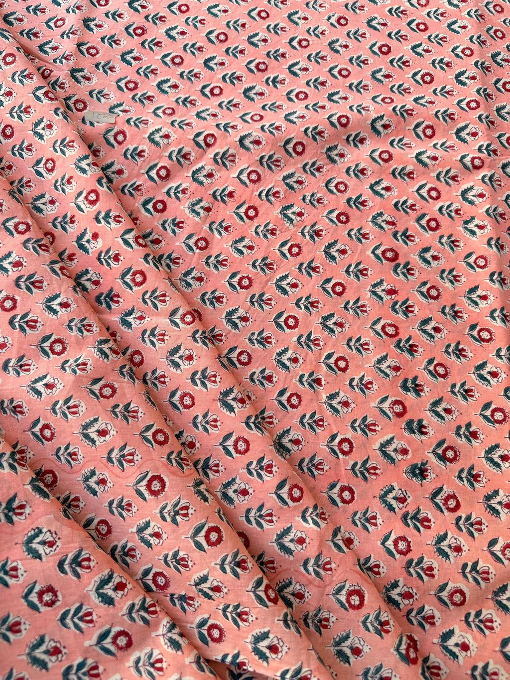 Hand Block Print Cotton Running Fabric, Natural Dye Fabric by the Yard, Handmade Indian Textile, Sewing Craft Fabric