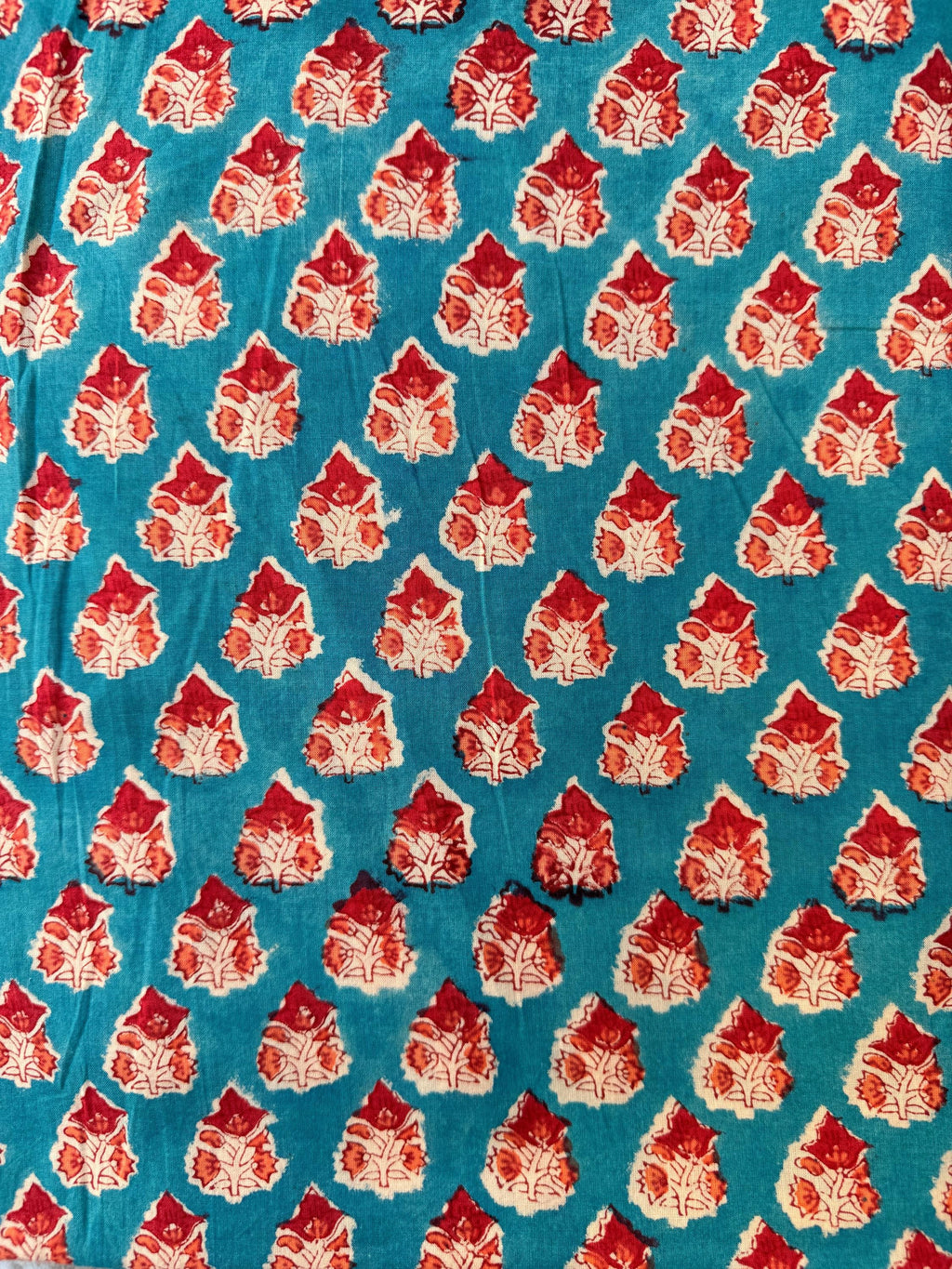Hand Block Print Cotton Running Fabric, Natural Dye Fabric by the Yard, Handmade Indian Textile, Sewing Craft Fabric