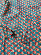 Hand Block Print Cotton Running Fabric, Natural Dye Fabric by the Yard, Handmade Indian Textile, Sewing Craft Fabric