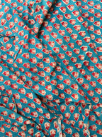 Hand Block Print Cotton Running Fabric, Natural Dye Fabric by the Yard, Handmade Indian Textile, Sewing Craft Fabric