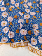 Hand Block Print Cotton Running Fabric, Natural Dye Fabric by the Yard, Handmade Indian Textile, Sewing Craft Fabric